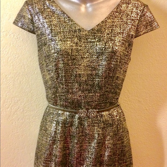 Stunning Betsey Johnson Metallic Gold Silk Dress - Picture 3 of 6